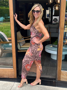 Floral Leopard Mesh Dress