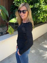 Texture Play Long Sleeve Top - Black