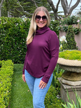 Slouchy Cowl Knit Top - Wine