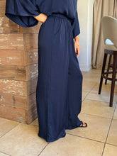 Washed Poly Silk Pocket Pants - Navy