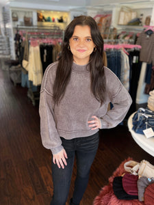 Vintage Ribbed Mock Sweater - Plum