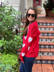 Lovely Heart Sweater - Red