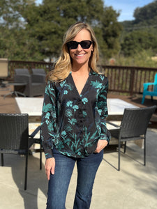 Malachite Button Front Blouse