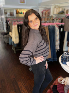 Easy Lover Stripe Sweater - Charcoal