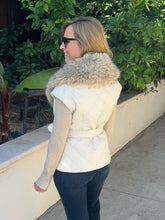 Quilted Faux Leather and Fur Vest - Cream