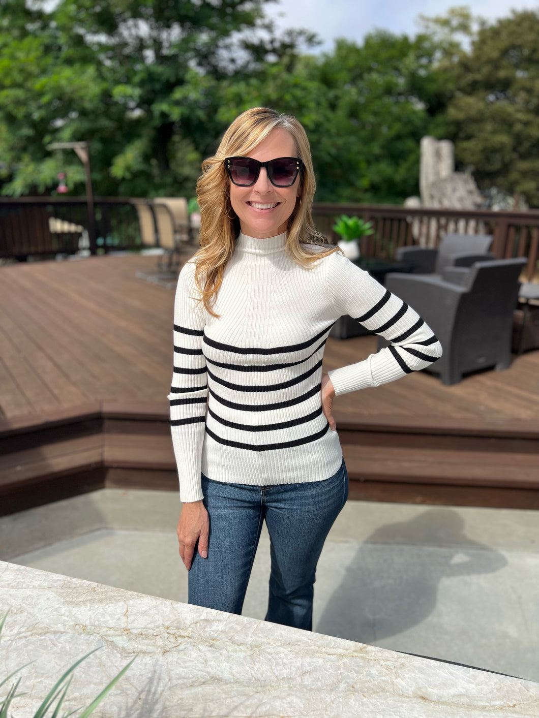 Core Values Stripe Sweater - Ivory