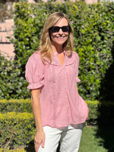 Romantic Style Puff Sleeve Top - Pink