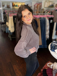 Vintage Ribbed Mock Sweater - Plum