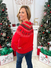 Fuzzy Fair Isle Sweater - Red