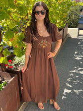 Wandering Eyes Midi Dress - Brown