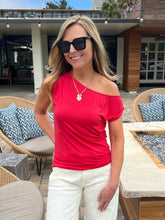 Short Sleeve Off Shoulder - Cherry
