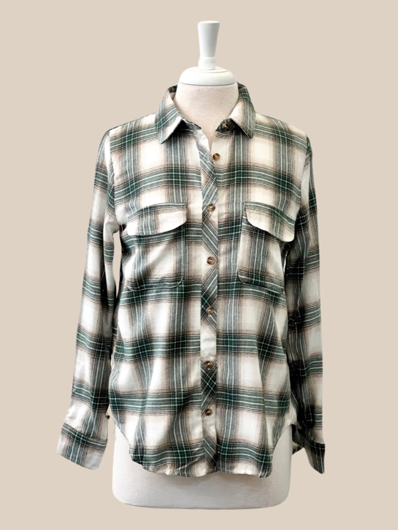 Lucky Life Plaid Top - Green