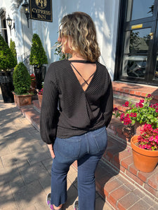 Twist Back Ribbed Knit - Black