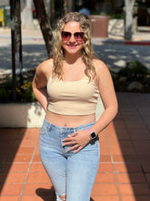 Scoop Ribbed Crop Tank - Warm Beige