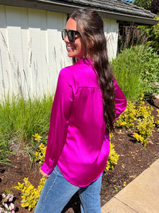 Luxe Life Satin Blouse - Orchid