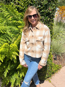 First Love Cropped Shacket - Camel