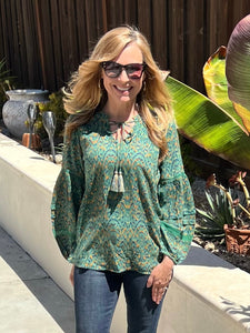 L/S Popover Blouse - Green