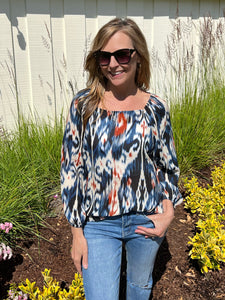 All Over Ikat Print Top