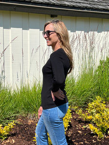 The Alex Crew Sweater Top - Black