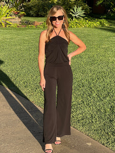 The Halston Halter Jumpsuit - Black