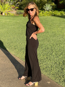 The Halston Halter Jumpsuit - Black